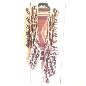 Tribal pattern asymmetrical cardigan